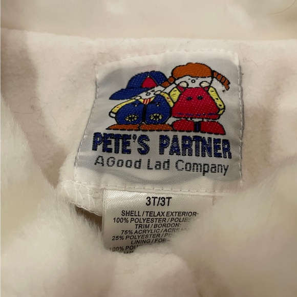 Pete’s Partner Good Lad Ivory-Colored Fleece Girl’s Coat with Pink Roses, Size 3 - Picture 5 of 10